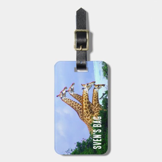 afrikaanse Giraffe 4 hoofden Bagagelabel (Voorkant verticaal)