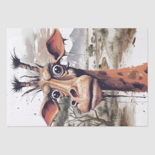 Afrikaanse Giraffe karikatuur Funny Safari Tissuepapier (Voorkant)