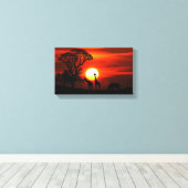 Afrikaanse Giraffe Safari Sunset Canvas schilderen (Insitu (Houten vloer))