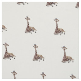 Afrikaanse Giraffe Wildlife Cotton Fabric. Stof