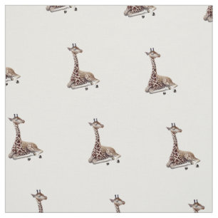 Afrikaanse Giraffe Wildlife Cotton Fabric. Stof