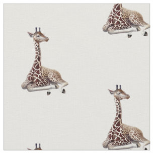 Afrikaanse Giraffe Wildlife Cotton Fabric. Stof