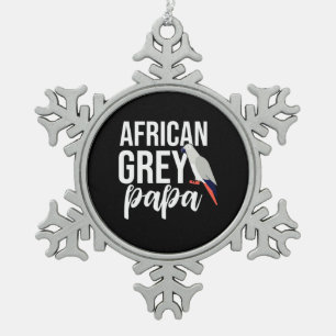 Afrikaanse grijze papa tin sneeuwvlok ornament