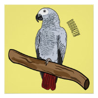 Afrikaanse grijze papegaai cartoonillustratie 