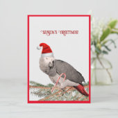 Afrikaanse Grijze Papegaai Plat Vakantiekaart Feestdagenkaart (Staand voorkant)