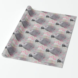 Afrikaanse grijze Puffy Hearts Cadeaupapier