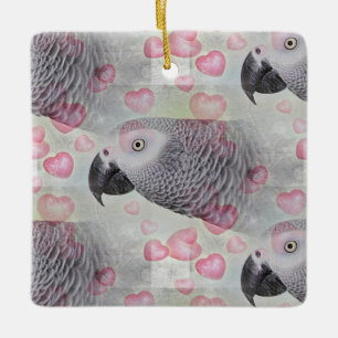 Afrikaanse grijze Puffy Hearts Keramisch Ornament