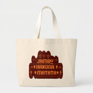 Afrikaanse Groet: Jambo Hakuna Matata Wood Design Grote Tote Bag