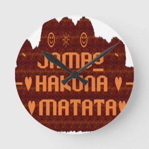 Afrikaanse Groet: Jambo Hakuna Matata Wood Design Ronde Klok