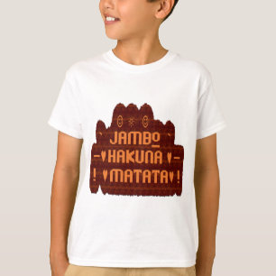 Afrikaanse Groet: Jambo Hakuna Matata Wood Design T-shirt