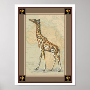 Afrikaanse kaart en een Giraffe Poster