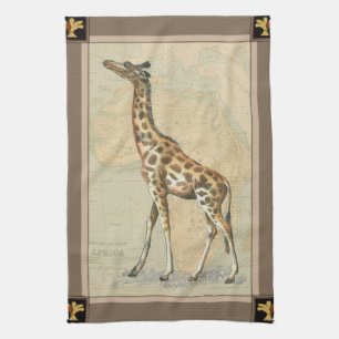 Afrikaanse kaart en een Giraffe Theedoek