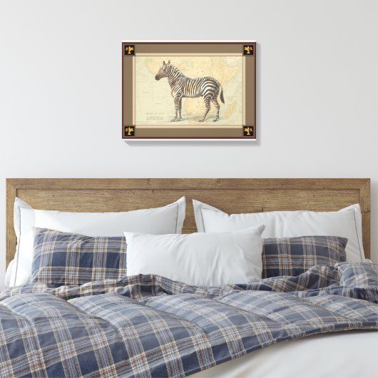 Afrikaanse kaart en een Zebra Canvas Afdruk (Insitu (Slaapkamer))
