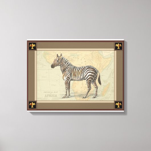 Afrikaanse kaart en een Zebra Canvas Afdruk (Voorkant)
