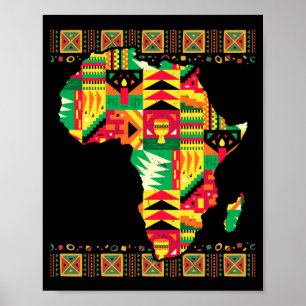 Afrikaanse kaart Kente Art Black Afro Pride Africa Poster