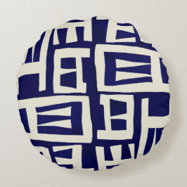Afrikaanse kaart - Navy Ivory Rond Kussen