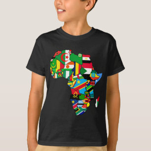 Afrikaanse kaart van Afrikaanse vlaggen binnen lan T-shirt