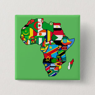 Afrikaanse kaart van de vlaggenstaat van Afrikaans Vierkante Button 5,1 Cm