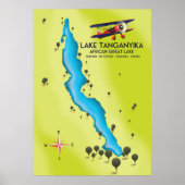 Afrikaanse kaart van het meer van Tanganyika Poster (Voorkant)