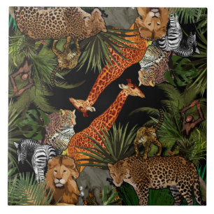 Afrikaanse keramische flora voor wilde dieren tegeltje
