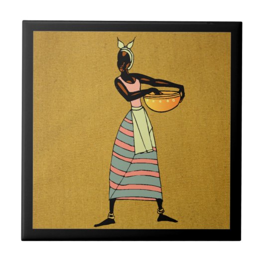 Afrikaanse keramische tegel tegeltje (Voorkant)