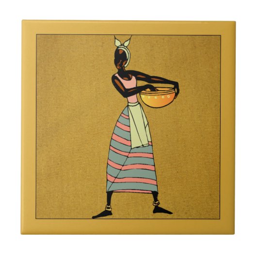 Afrikaanse keramische tegel tegeltje (Voorkant)