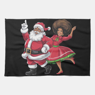 Afrikaanse Kerstman mevrouw Claus Dancing American Theedoek