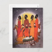 Afrikaanse kerstnativiteitsscène feestdagenkaart (Voorkant / Achterkant)