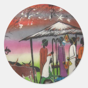 Afrikaanse kerstnativiteitsscène ronde sticker