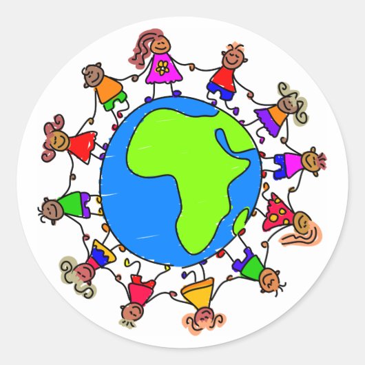 Afrikaanse Kinderen Ronde Sticker (Voorkant)