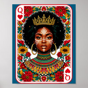 Afrikaanse koningin kaart melanine zwarte trots bl poster