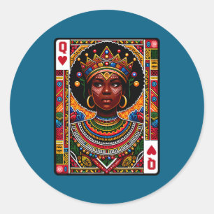 Afrikaanse koningin kaart melanine zwarte trots bl ronde sticker