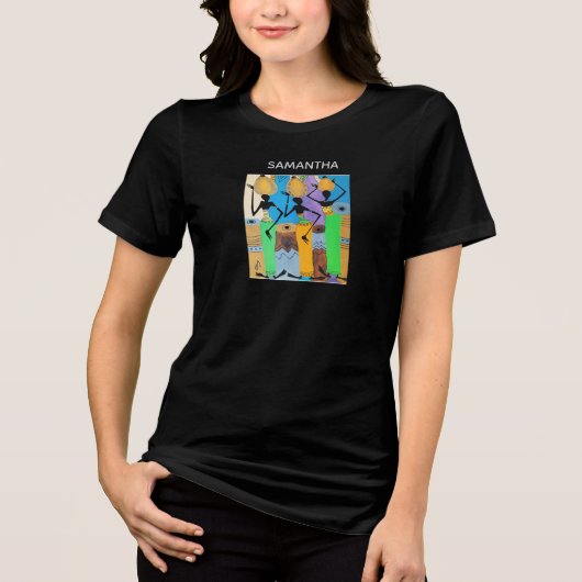 Afrikaanse kunst, caleidoscopische vrolijke kleure Tri-Blend shirt (Voorkant)