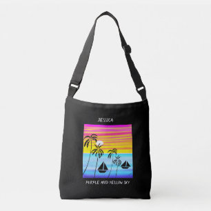 Afrikaanse kunst, Paarse en gele lucht Crossbody Tas