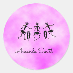 Afrikaanse Kunst, Roze Wolk Inspirerende Dans Ronde Sticker
