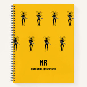 Afrikaanse kunst, silhouet gitarist patroon notitieboek