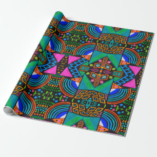 Afrikaanse kunsttekening. Naadloos aztec patroon. Cadeaupapier