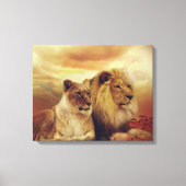 Afrikaanse leeuw en leeuwen canvas afdruk (Voorkant)