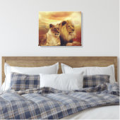 Afrikaanse leeuw en leeuwen canvas afdruk (Insitu (Slaapkamer))