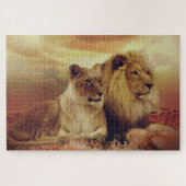 Afrikaanse leeuw en leeuwen legpuzzel (Horizontaal)