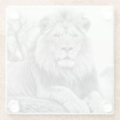 Afrikaanse leeuw potlood tekening glazen onderzetter (Achterkant)