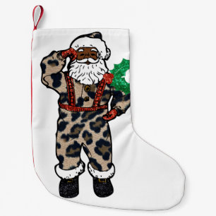 afrikaanse leopard santa claus stocker kleine kerstsok
