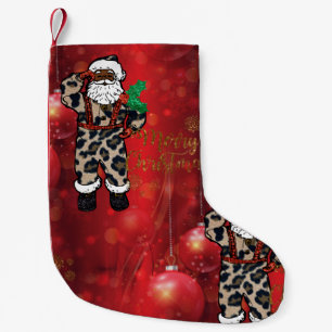 afrikaanse luipaard santa kerstmis kleine kerstsok