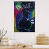 Afrikaanse maan in digitaal water poster (Keuken)