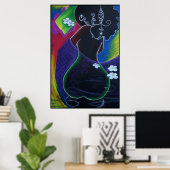 Afrikaanse maan in digitaal water poster (Thuiskantoor)