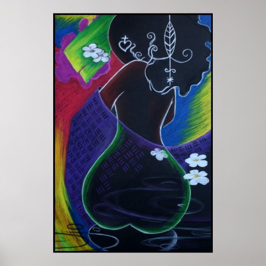 Afrikaanse maan in digitaal water poster (Voorkant)