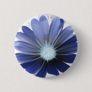Afrikaanse Madeliefje Glanzende Blauwe Knop Ronde Button 5,7 Cm