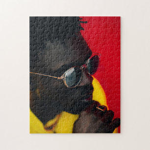 Afrikaanse Man die zonnebrillen draagt Legpuzzel
