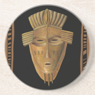 Afrikaanse maskerschildering door Chariklia Zarris Zandsteen Onderzetter