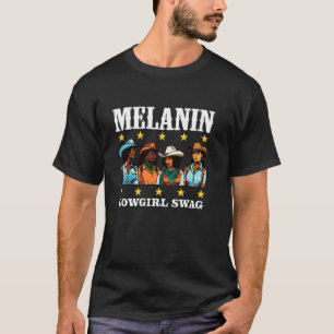 Afrikaanse Melanine Cowgirl Swag Zwarte Geschieden T-shirt